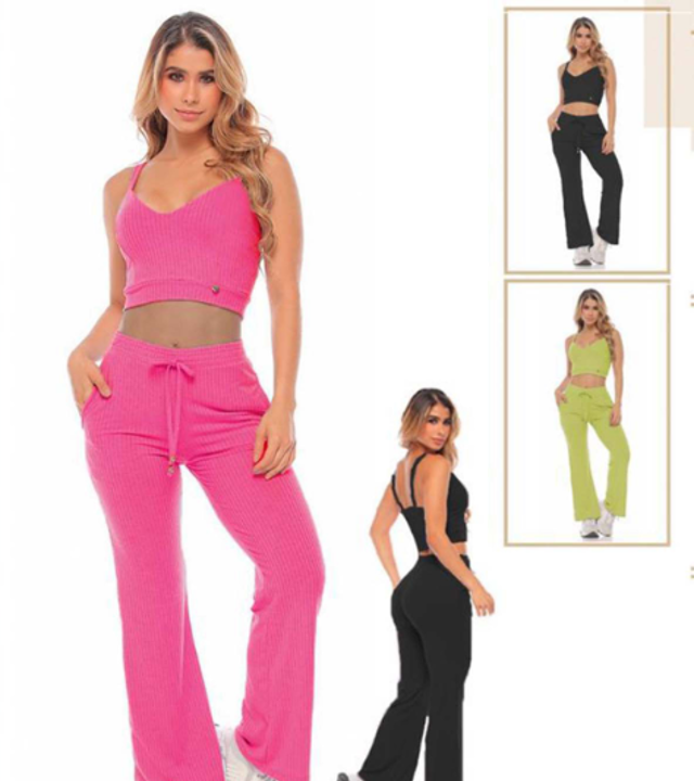 Ribbed Crop Top and Matching Loungewear Set