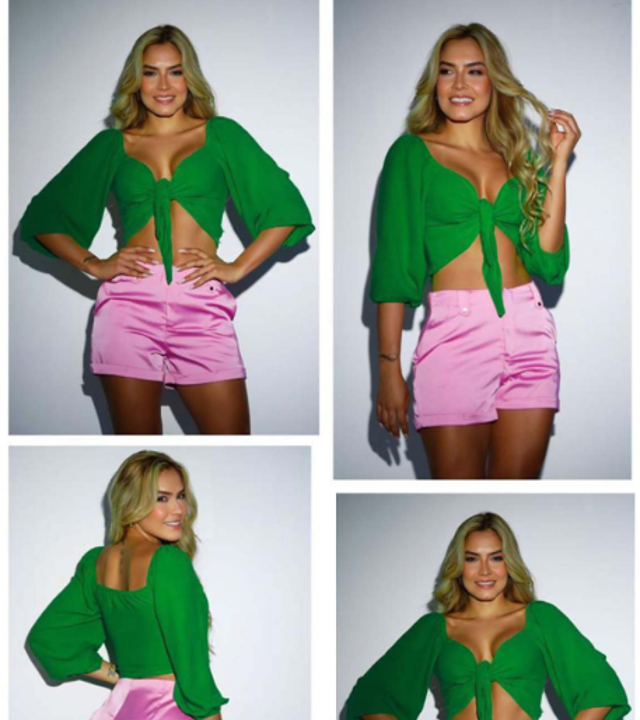 Front Knot 3/4 Sleeve Top Blouse