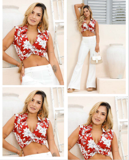 Floral Crop Top Blouse