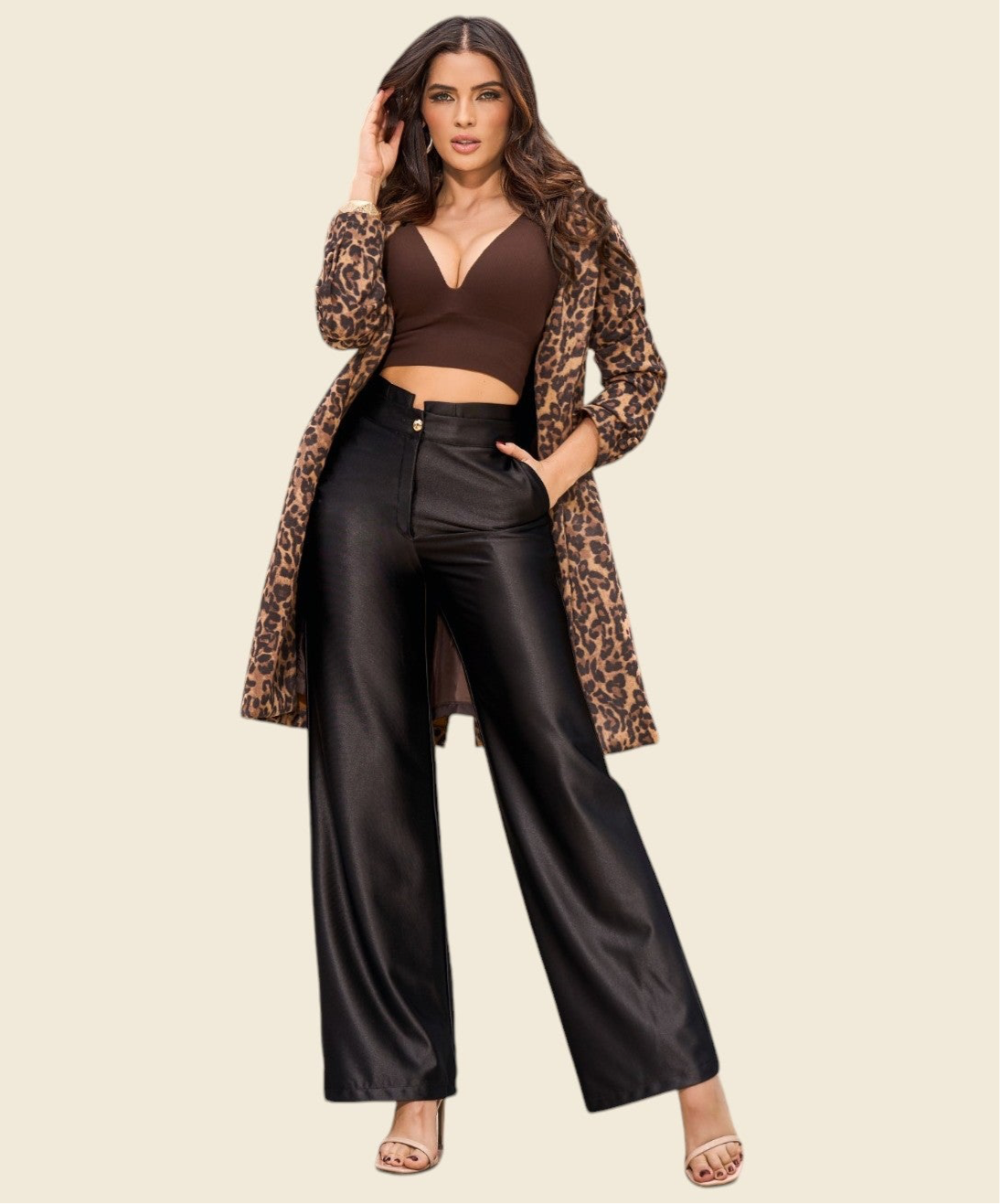 Leopard Print Faux Suede Blazer