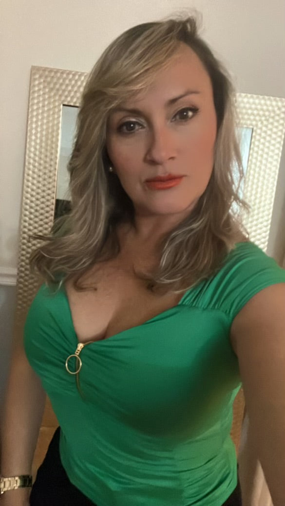 Stretch Blouse with Gold Front Zipper