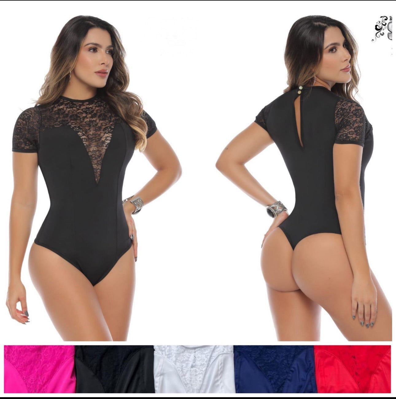 Bodysuit Short Sleeve with Lace Front