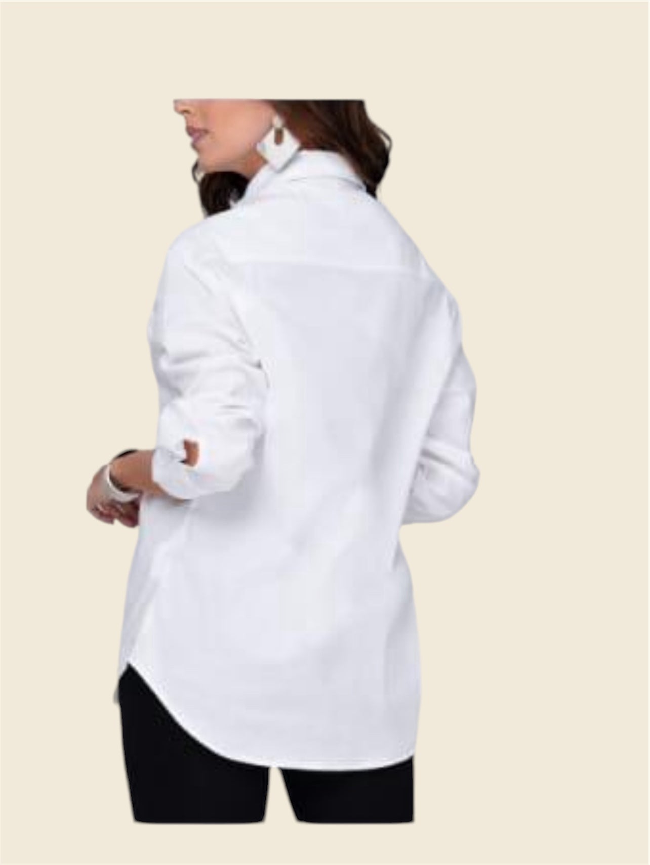 White Long Sleeve Blouse with Abstract Face Graphic