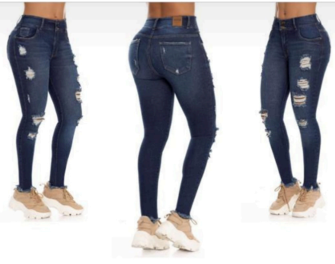 Stretch Ripped Jeans with Frayed Hem