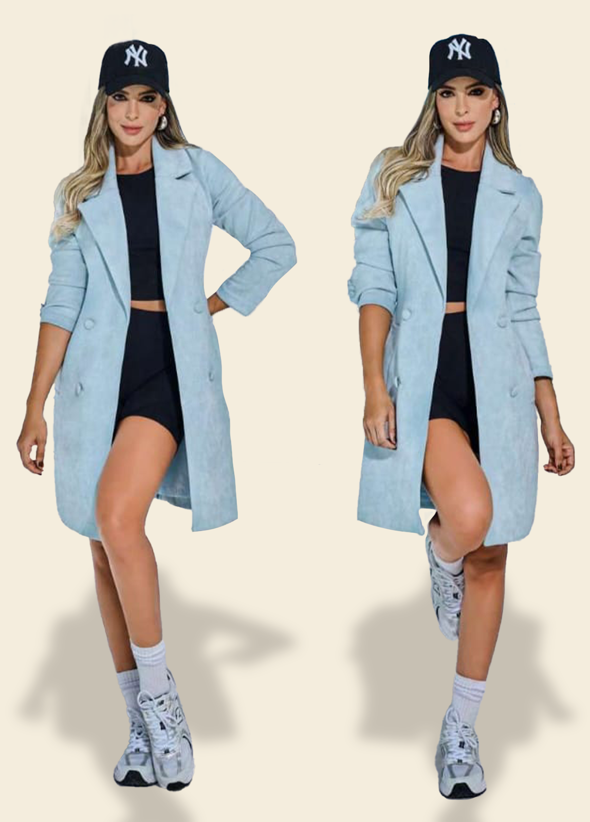 Baby Blue Faux Suede Coat