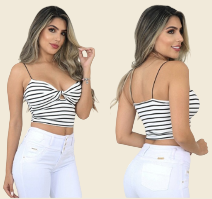 Striped Crop Top with Twisted Front