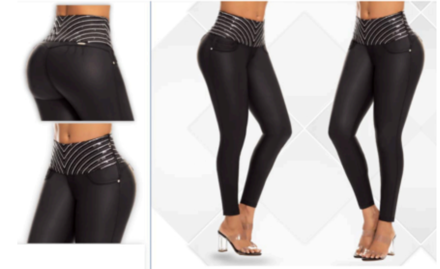 Slimming Black Stretch Pants with Silver Detailed Stripes