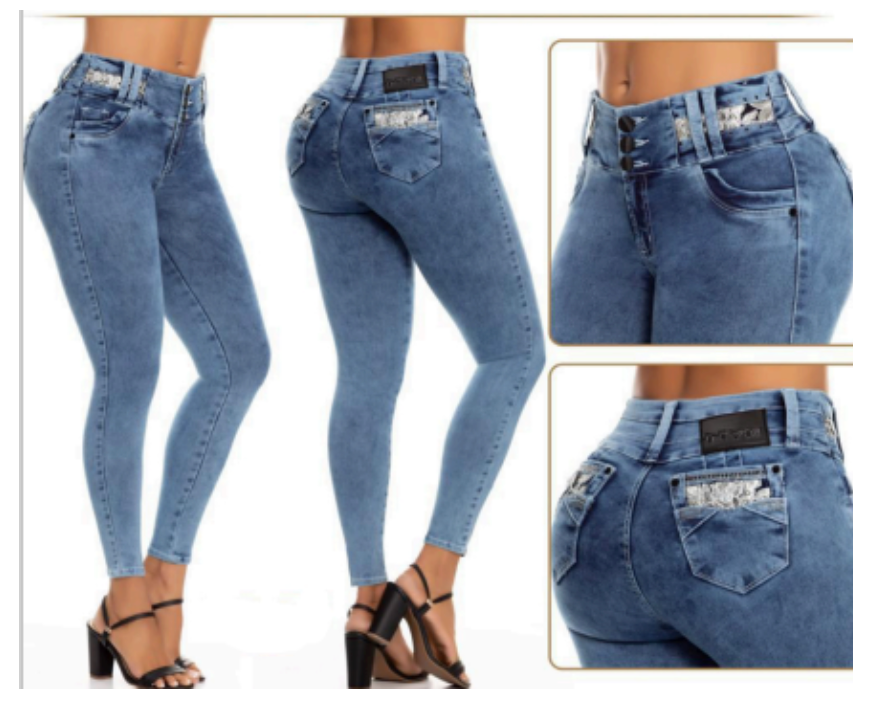 Stretch Jeans with Silver Detail on Waist and Back Pocket