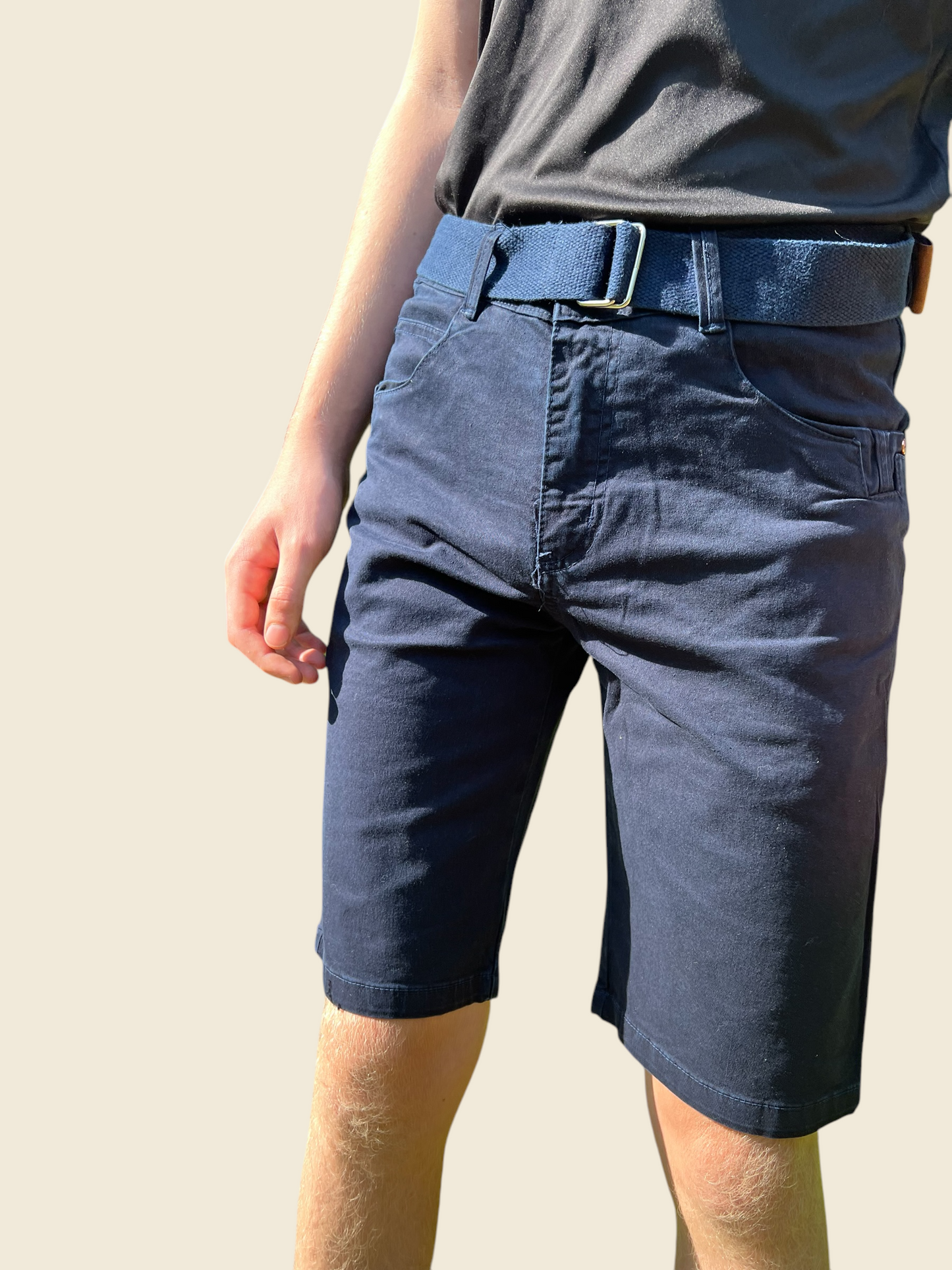 Men's Navy Flat Front Shorts