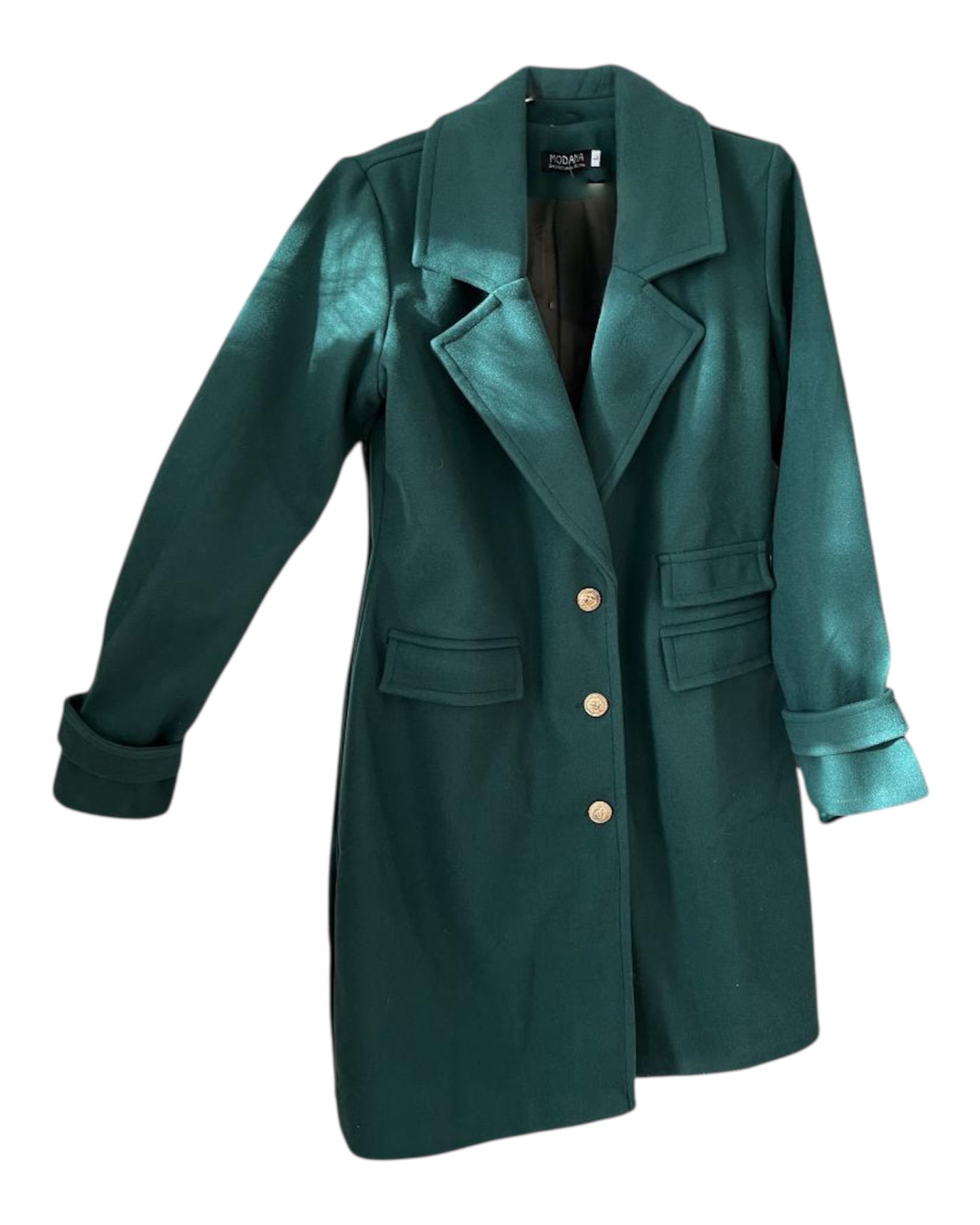 Deep Green Coat with Gold Buttons