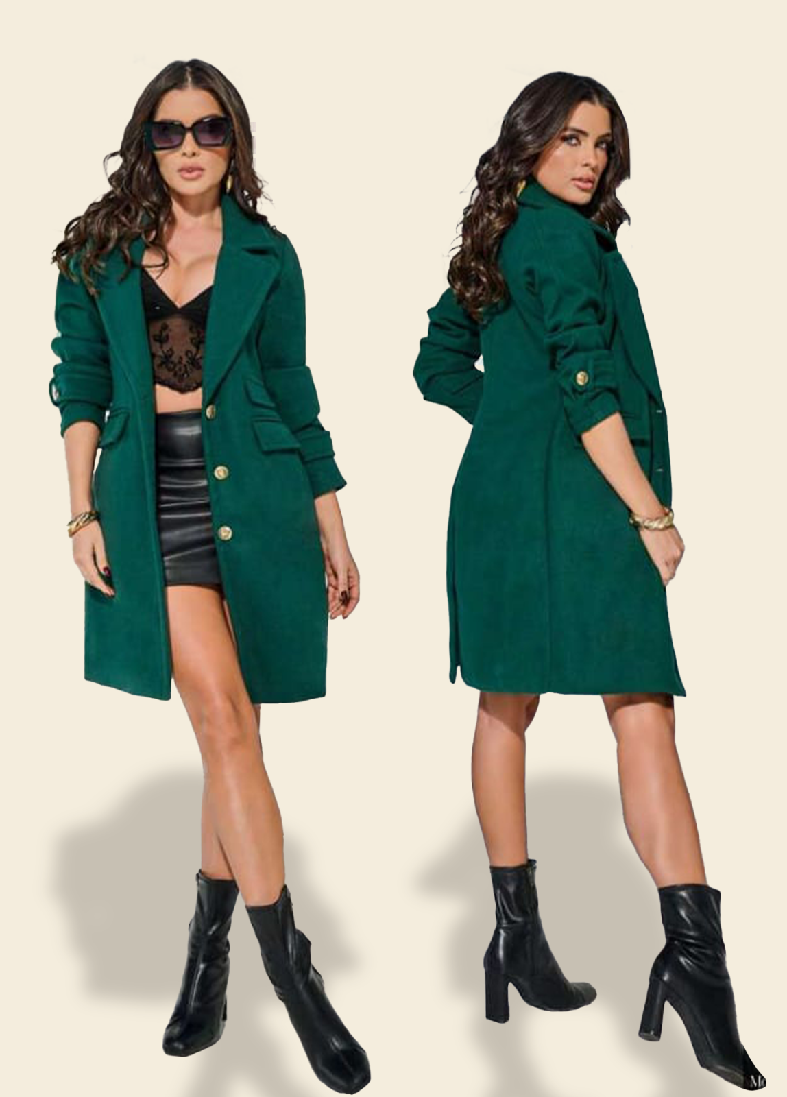 Deep Green Coat with Gold Buttons Mar-a-Mar Fashion Deep Green Coat with Gold Buttons Mar-a-Mar Fashion