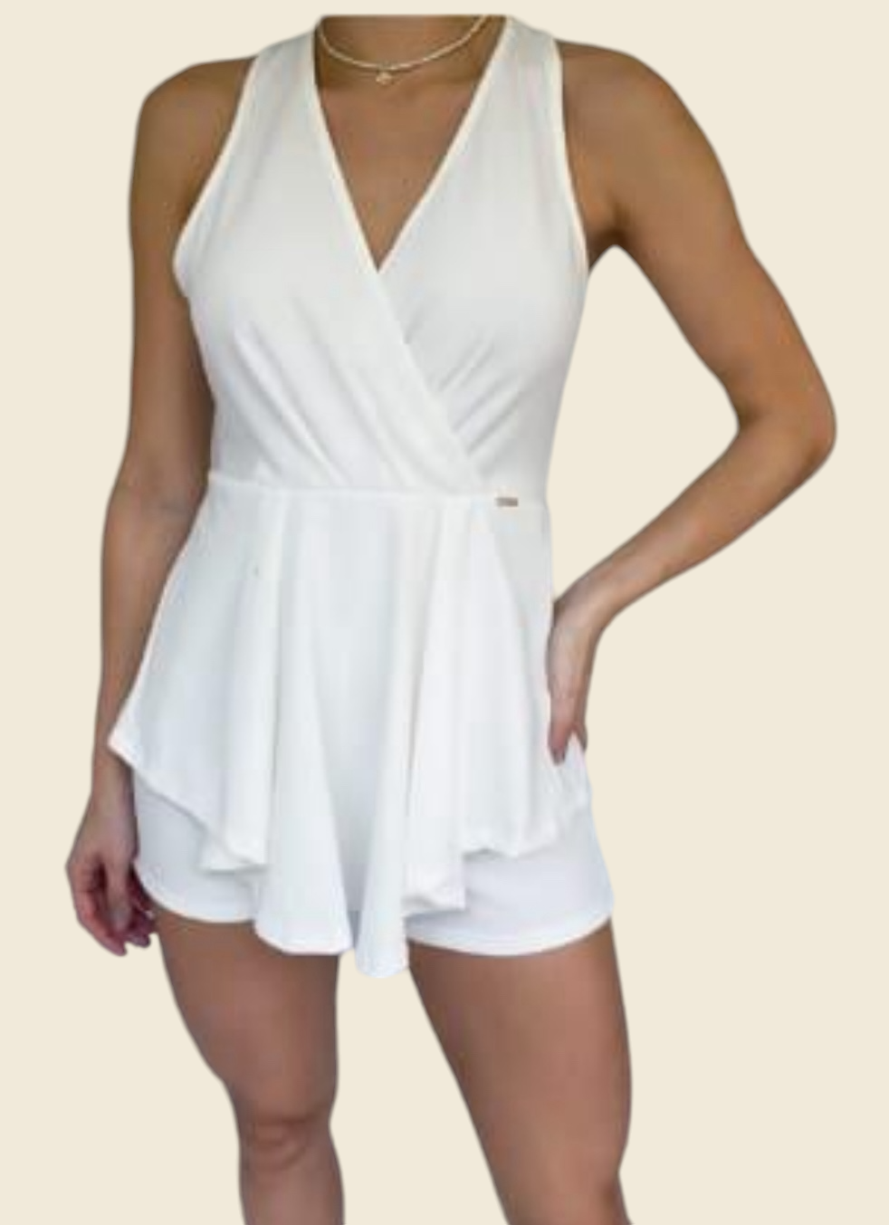V-Neck One Piece Mini Romper Skort